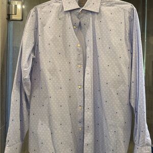 Thomas Dean Light Blue Patterned Men's Shirt
